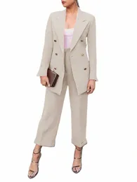 Abiti da donna Abiti da lavoro oversize Abiti Set ZANZEA Office Lady 2PCS Set formali Lg Sleeve Doppiopetto Blazer Suit Pants E3YE #