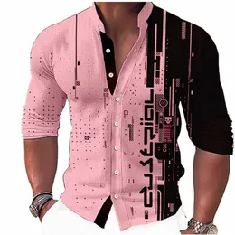 New Fi Standing Twlar Men Print Lg Sleeve Shirt Outdoor Party عالي الجودة ناعم ومريح S-6XL B085#