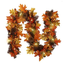 Flores decorativas pinha maple string luzes 1.8m/5.9ft guirlanda diy halloween folha rattan com luz