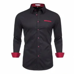 2022 NOWOŚĆ FI BIAŁY DR Koszulki Mężczyźni LG Rękaw Casual Social Formal Shirt Men Slim Fit Shirt Mężczyzna ubrania