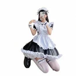 بالإضافة إلى حجم Halen Maid Cosplay Costumes Anime Carto Black White Lolita Dr Sweet Bow Knot Student Kawaii Sailor Uniform F8GQ#