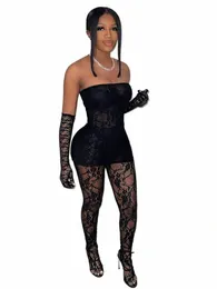 Simenual Trim Sheer Lace Women 3 Piece 세트 솔리드 스트랩플 투페 탑 뜨거운 마른 팬티 스타킹 바지 Baddie Club Outfit Lingerie Suit K98I#