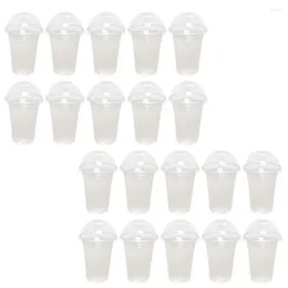 Copas descartáveis canudos 30 conjuntos bebendo xícara de bebida transparente viagens de café com leite de leite de leite plastic clear abs frio crianças smoothie