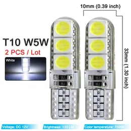Upgrade 2X T10 5W5 W5w LED Bulbs Car Interior Dome Reading Light 12V 7500K 6Smd Auto Wedge Side Clearance Lamp Silicone Waterproof White