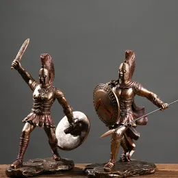 Skulpturen Kreative römische Griechenland Spartan Rüstung Krieger Statue Bar Dekoration Kunsthandwerk Weinschrank Modell Dekor Hector Achilles Leonidas I