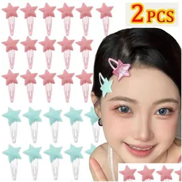 Hair Accessories 2Pcs Colorf Five-Pointed Stars Clip Hairpins Y2K Cute Barrette Fashion Hairpin Headwear Accessoires Drop Delivery Pro Dhir4