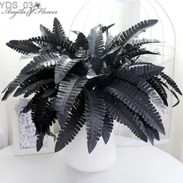 Faux Floral Greenery Black Persian Grass Artificial Flower Plants Ferns Burgundry Leaf Wedding Arrangement Mariage Deco Home Wall DIY Material 240327