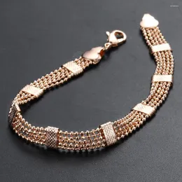 Link Bracelets Rose Gold Color Bracelet For Women Small Bead Chain Fashion Gifts Bangles Drop Retails Jewelry 8mm LCB33A