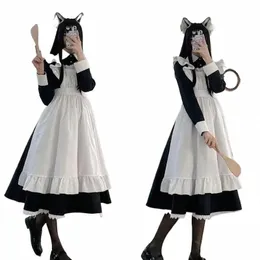 Classic Lolita Maid Dr da donna Ispirato all'epoca Abiti da donna Cosplay Anime Girl Nero Lg Manica Cos Costume da cameriera S-3XL v4ex #
