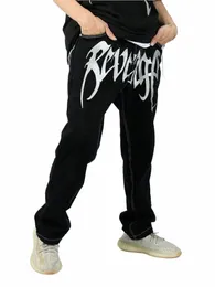 Y2k jeans punk hip hop alfabeto impressão baggy calças pretas homens 2023 nova tendência rock gótico oversized calças largas perna streetwear d3iz #