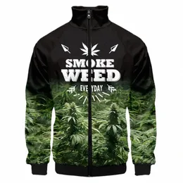 담배 연기 잡초 에버 데이 남성 지퍼 재킷 3D 프린트 재킷 캐주얼 코트 남자 아웃복 스탠드 칼라 주머니 jaqueta masculina p7sk#