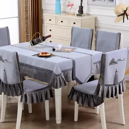 テーブルクロスハイグレードシンプルなダストプルーフティーアンチスリップ高品質の刺繍椅子カバーウェディングホームデコレーション