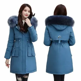 2022 NYA KOREAN Down Cott Coats Womens Winter Jacka Parkas stor storlek Löst Cott Coat Plus Veet Warm Jacket LG Parkas O9xe#