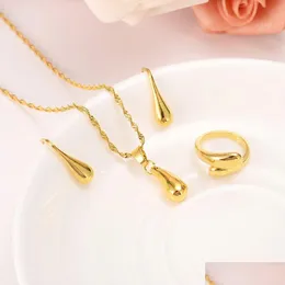 Ohrringe Halskette Schmuckset Kette Ohrring Anhänger Tropfen Frauen 18 K Fein Massivgold Gefüllt Mti Layer Indische Sets Erstaunliche Tropfen Lieferung Dhytf