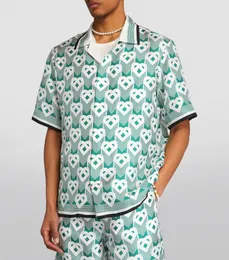 Casablanca Комплекты с кубинским воротником Шелковые дизайнерские мужские рубашки Шорты с зеленым сердечком Casablanc