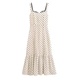 Zach Ailsa Spring Product Womens French Retro Polka Dot Print Sexig Lace Fake Two Piece Sling Dress 240326