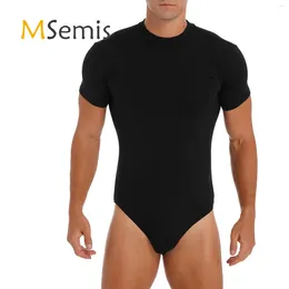 Body Shaper da uomo Pagliaccetti da uomo Canottiera Casual Tinta unita Tuta attillata Girocollo Body manica corta Costume Bottone a pressione sul cavallo