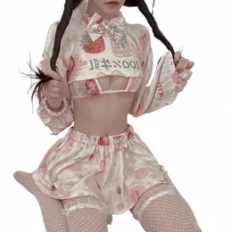 Temptati Sexy Pajamas bikini thgs مجموعة kawaii maid cosplay costumes womens cute anime cow print lingerie j8f7#