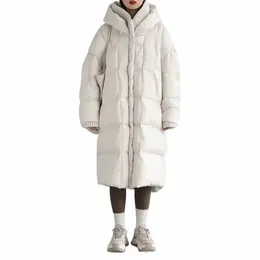 chic VEN Korean Women's Down Coats White Loose Hooded Lg 90 White Duck Down Jacket Thick Warm Coats Parkas Autumn Winter 2022 H6Mf#