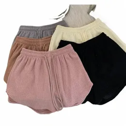 pantales cortos deportivos para mujer, Shorts holgados de estilo fino, informales, talla grande, pierna ancha, cintura alta, Verano p84H#