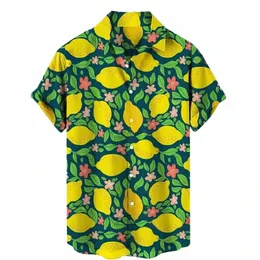 Мужская рубашка с 3d принтом «фрукты и груши» Lem, горячая распродажа, весна-лето, повседневная гавайская блузка с лацканами, топы большого размера с короткими рукавами, 53Y0 #