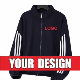 Yotee Açık Ceket Logosu Özelleştirilmiş Nakış Şirketi Sonbahar/Kış Paltosu Fermuar Kapşonlu Erkek ve Kadınlar İnce Ceket 93ER#