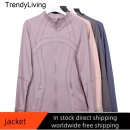 New designer double-sided sanding yoga clothes fashion brand jacket womens coat sports running tight collar zipper womens Yoga jacket