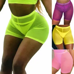 omsj 2018 Fi Multicolors Malha Transaparent Sexy Mulheres Shorts Casuais Das Mulheres Shorts de Cintura Alta Shorts de Verão Sexy E31G #