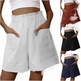 european and American women's cott and linen fr bud high waist shorts fiable large wide leg casual shorts 51fM#