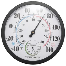 Gauges 10 inch Indoor Outdoor Weather Thermometer/Hygrometer for Patio, Wall Decorative, No Battery Needed