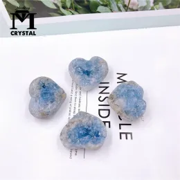 Miniatury 1PC Natural Blue Celestite Crystal Clustal Klaster Miłość Kształt Mineralny Próbka Uzdrawianie Kamienie do nauczania Dream Decor Decor