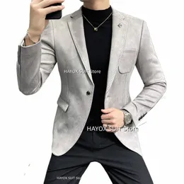 men's Suit Jacket Veet One Butt Lapel Coat Fi British Style High Quality Costume Homme For Wedding Tuxedo B25H#