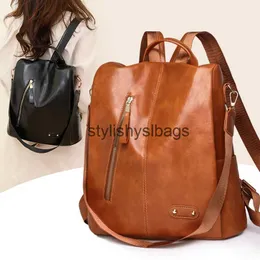 Backpack Style Shoulder Bags 2023 New Hot Womens Backpack Designer High Quality Soft Leather Simple Fashion Large Capacity Antitheft H240328