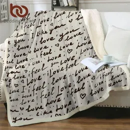 Coperte Biancheria da lettoOutlet Ti amo Coperta Sherpa Lettere scritte a mano Biancheria da letto per coppie Pile vintage Regalo di San Valentino