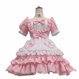 Сексуальная Лолита Pink Maid Dr Японский сладкий женский костюм Kawaii Dr Ролевая игра Halen Party Косплей Аниме Kawaii Одежда G8em #