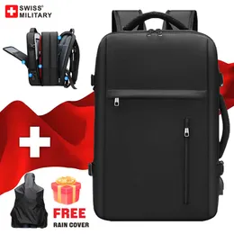 Swiss Military Men Laptop 15.6 Inch Waterproof Expandable School Back Pack Fashion Business Backpack Travel Bag Mochila