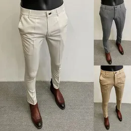 Pantaloni elasticizzati casual da uomo estivi Tinta unita Slim Business Ufficio formale Intervista versatile per uomo Abbigliamento quotidiano s 240308