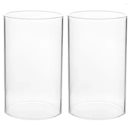 Castiçais 2 Pcs Shades para Jar Velas Casa Menorah Suporte de Vidro Alto Tampa Transparente Cilindros Cônicos Decorações Pilar