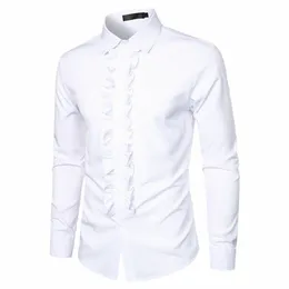 Camicia da uomo slim fit Camicia da uomo Performance Camicia da uomo retrò stile medievale reale con volant patchwork bavero per performance g0rv #