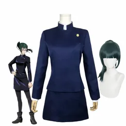 Fantasia de cosplay de anime jujutsu kaisen zenin maki, saia superior, uniforme feminino, dr halen, carnaval, roupas de festa, empregada e60b #