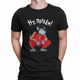 Tracksuit squat wolf vit t shirt Men Cott Leisure t-shirt crewneck nu pogodi tja bara du väntar varg hare carto tee shirt z56s#