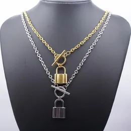 100% aço inoxidável cadeado colar para mulheres ouro prata cor metal corrente gargantilha amizade colar pingente colares2516