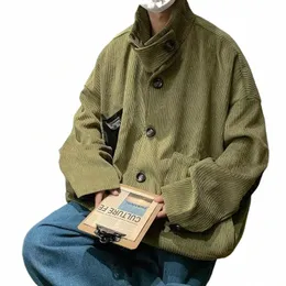 남성 코듀로이 재킷 가을 겨울 스트리트웨어 캐주얼 느슨한 피어 코트 i4va#