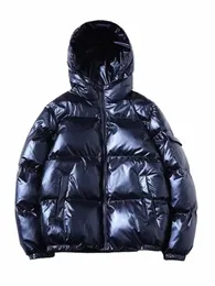 glossy Hoodie Winter Jacket Men Solid Lg Sleeves Warm Fi Padding Cott Outwears Casual Zipper Thicken Down Coats Man N5SG#