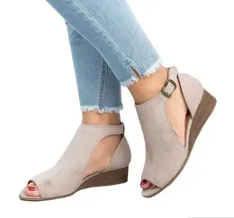 Sandalet Yaz Ayakkabıları Kadınlar 2020 Yeni Moda Gündelik Roman Peep Toe Med Heels Zomerschoenen Dames43 H240328TG86