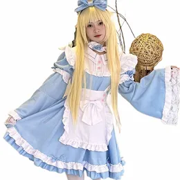 giapponese Secdary Fi Kawaii Lolita Plus-size Dr Stage Party Cosplay Costume da cameriera per donna Sexy Lace Lg Sleeve Bunny i83g #