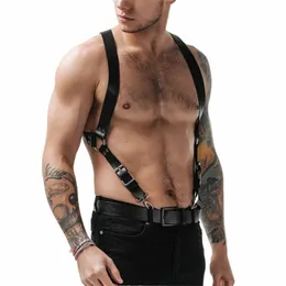 men Harn Belts Fetish Gay Clothing for Sex Rave Sexual PULeather Chest Adjustable BDSM Gay Body Bdage Cage Harn Lingerie J6Xo#