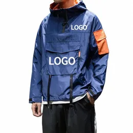 Logo Persalizzato Giacca Da Uomo Marca Moda Casual T C Cappuccio Primavera AutiveNo Antivento Street Giyim Tasarım Fai Da Te Cappotto Kargo Masch H5N9#