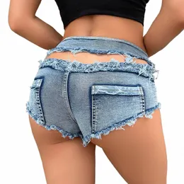 Hole Elastic Women Denim Shorts 2024 Letnia gorąca wyprzedaż dżinsy niskie talii seksowne szorty odzieży pantale Cortos de Mujer f5zb#