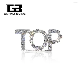 Spille Grandbling Blingbling Spilla in cristallo trasparente Gioielli Colore argento "TOP" Spilla con parola per uomo donna